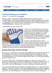 Onlinemarketing mit Facebook Fachartikel Onlinemarketing mit Facebook