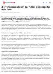 Zielvereinbarungen in der Krise